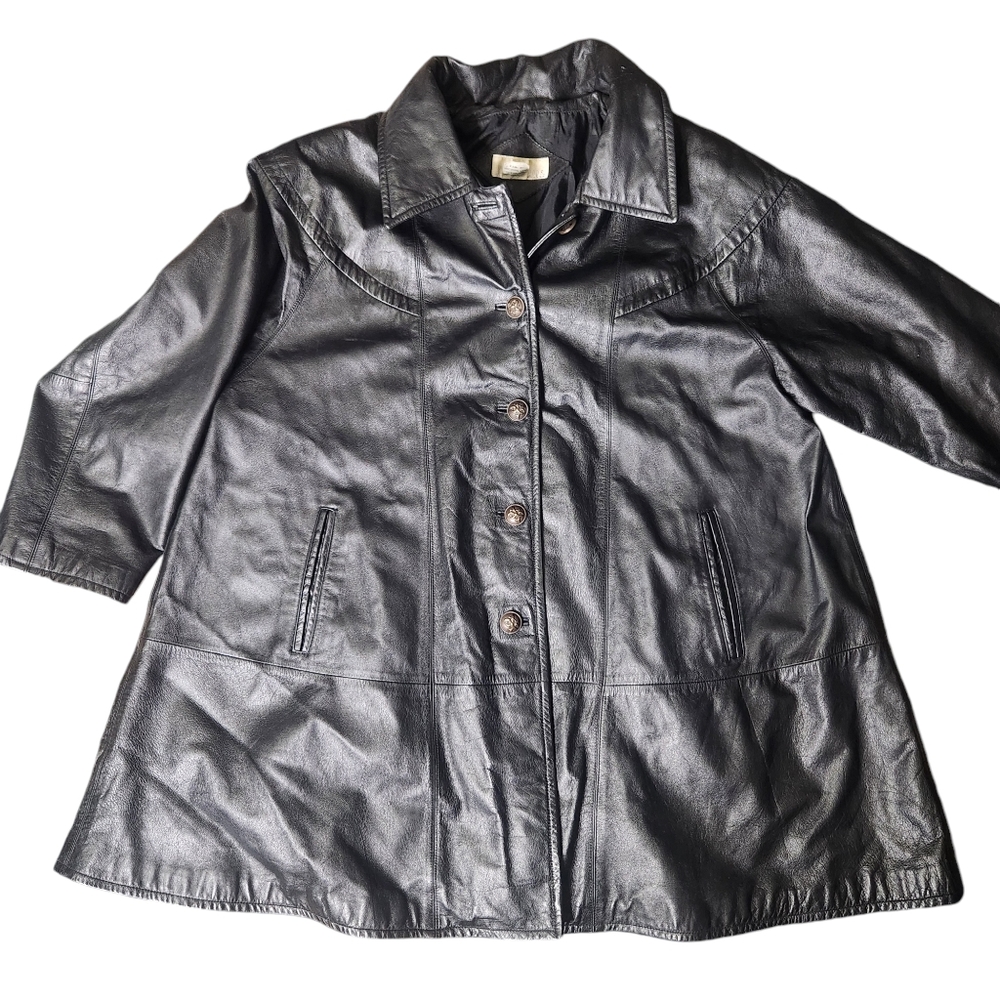 Vintage Allison Woods Leather Jacket Black Plus Size 2X